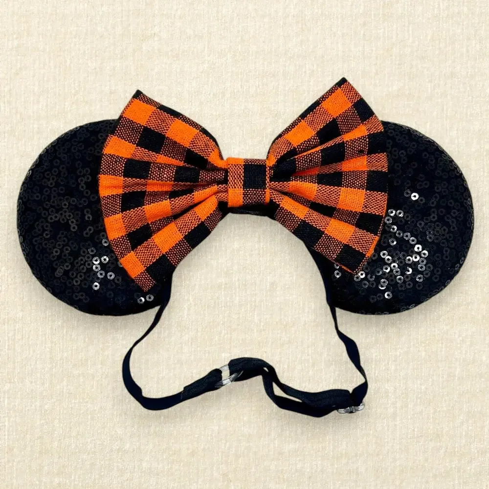 Orange & Black Plaid Mommy & Me Minnie Ears | Disney-Inspired Fall Mouse Ears
